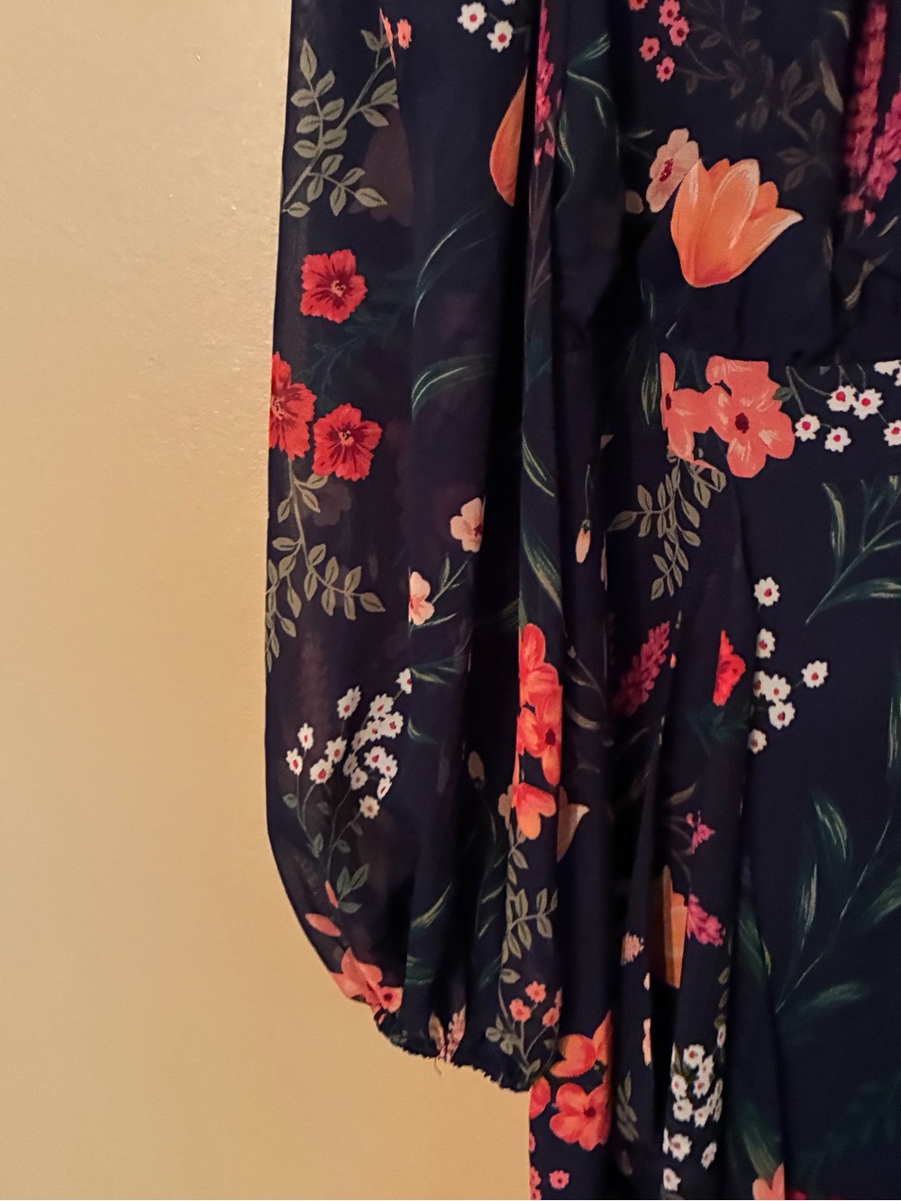 Eliza J Womens Balloon Long Sleeve Floral Cascade Maxi Dress Size 8 Navy Blue - Picture 3 of 6